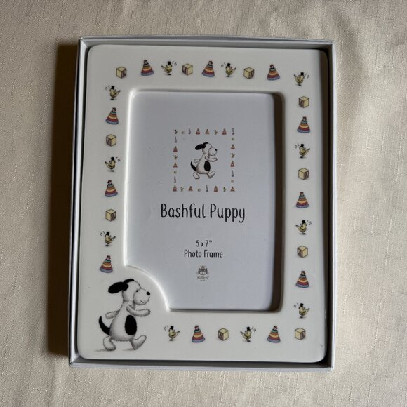 Jellycat Bashful Puppy Photo Frame 5 x 7 Ceramic Dog Baby Gift - Picture 4 of 7